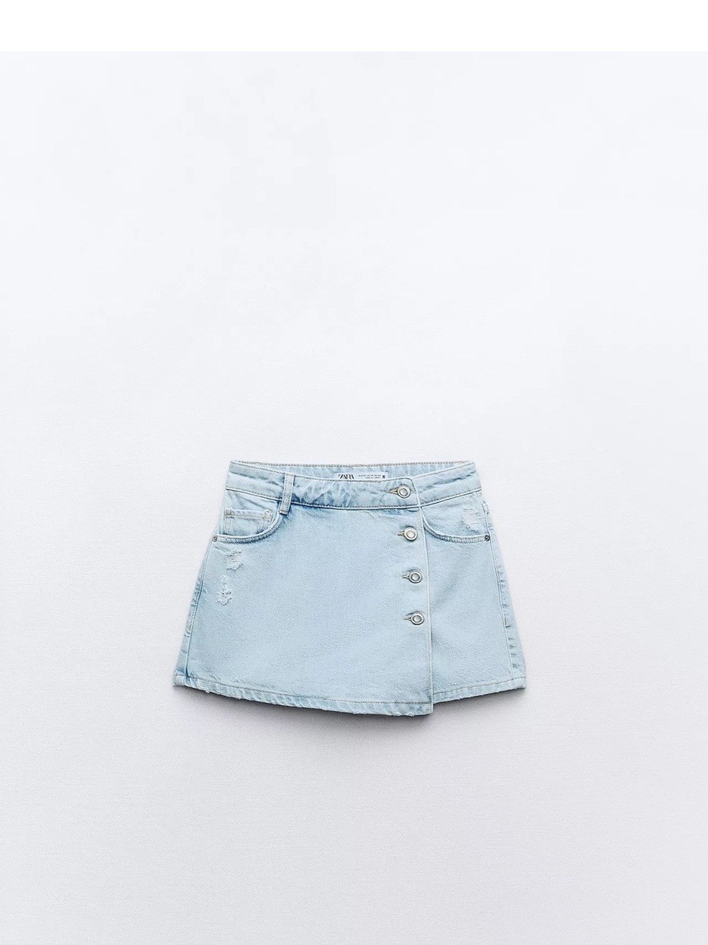 Light Blue Denim Skort with Button Front
